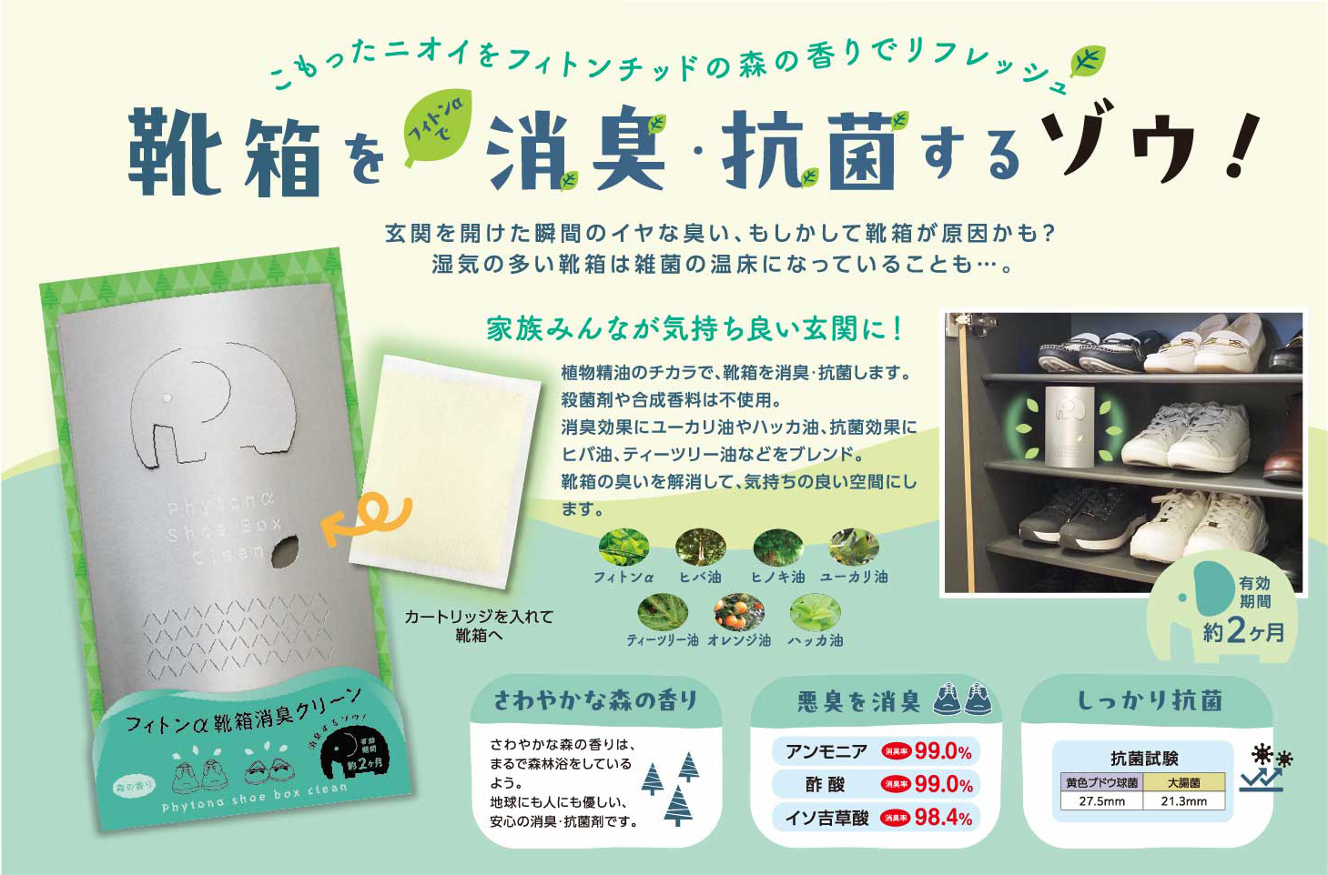 フィトンα 靴箱消臭クリーン発売しました。